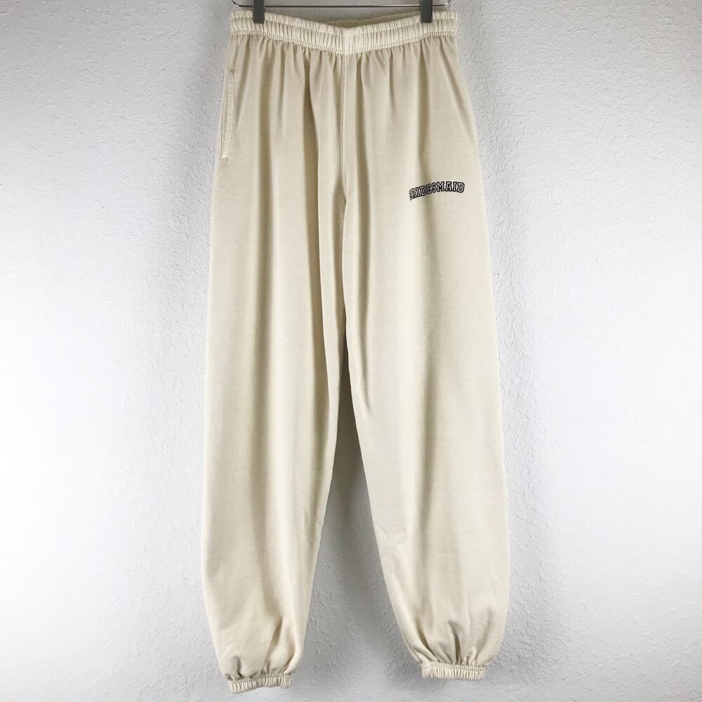 NWT By Anthropologie Bridesmaid Jogger Sweatpants Cream Bridal Party Loungewear